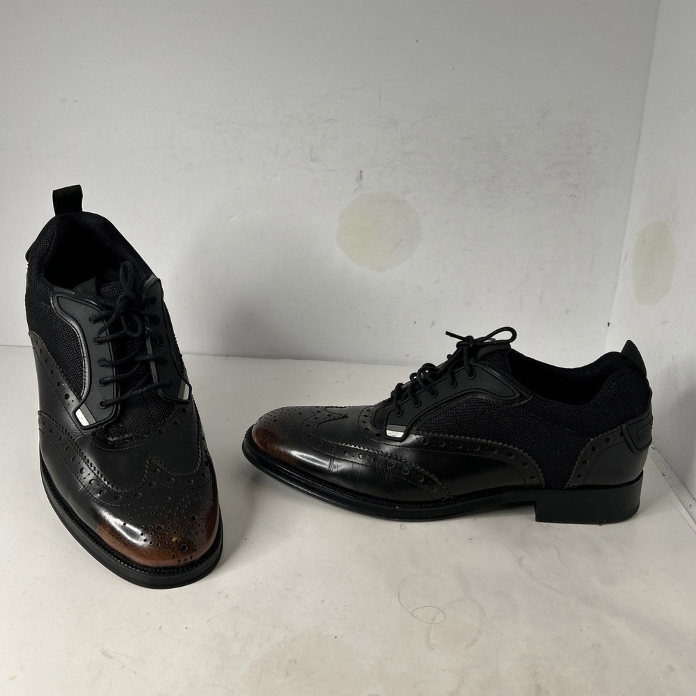 Steve Madden Portor Wing Tip Style Oxford Two Tone Black Brown Mens 10.5 EUC‎
